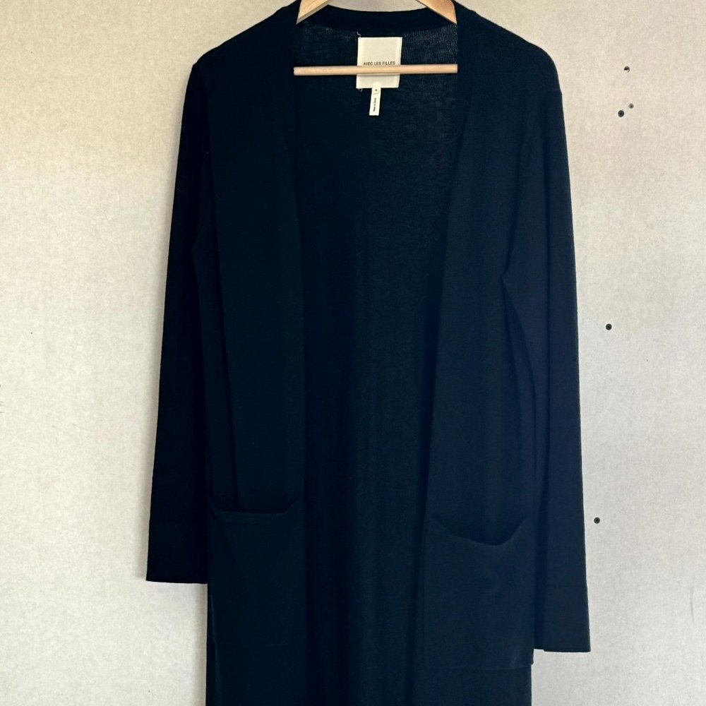 Long black open duster
